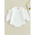 thumbnail image 1 of Loicainy Baby Toddler Girls Solid Color Bodysuit, 3 6 12 18 Months Ruffle Long Sleeve Crew Neck Romper Clothes for Casual Daily, 1 of 9