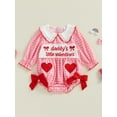 thumbnail image 1 of Loicainy Baby Toddler Girls Valentines Day Romper 3 6 12 18 Months Plaid Print Letter Bow Embroidery Long Sleeve Doll Collar Jumpsuit, 1 of 9
