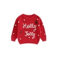 thumbnail image 1 of Loicainy Baby Toddler Kids Girl Christmas Sweaters Classic Long Sleeve Letter Embroidery Knit Pullover Toddler Fall Tops 3 6 9 12 18 24 Months 2T 3T 4T 5T 6T 7T, 1 of 9
