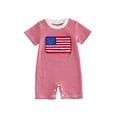 thumbnail image 1 of Loicainy Infant Baby Boy 4th of July Jumpsuit 3 6 12 18 Months Short Sleeve O Neck Flag Embroidery Striped Romper, 1 of 9