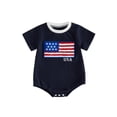 thumbnail image 1 of Loicainy Infant Baby Boy 4th of July Romper 3 6 12 18 Months Stripe America Flag Pattern Short Sleeve Round Neck Cute Bodysuit, 1 of 9