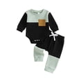 thumbnail image 1 of Loicainy Infant Baby Boy Fall Clothes Set 3 6 12 18 Months Long Sleeve Contrast Color Romper + Pants Outfits, 1 of 9