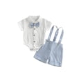thumbnail image 1 of Loicainy Infant Baby Boy Gentleman Clothes Set 3 6 9 12 18 Month Short Sleeve Bow Tie Romper with Plaid Suspender Shorts Summer Outfit, 1 of 9