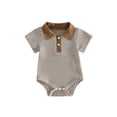 thumbnail image 1 of Loicainy Infant Baby Boy Romper 3 6 12 18 Month Short Sleeve Lapel Collar Stripes Print Bodysuit Newborn Playsuit, 1 of 9