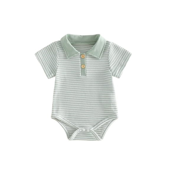 Loicainy Infant Baby Boy Romper 3 6 12 18 Month Short Sleeve Lapel Collar Stripes Print Bodysuit Newborn Playsuit