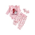 thumbnail image 1 of Loicainy Infant Baby Girl Christmas Outfit 3 6 12 18 Months Long Sleeve Embroidery Romper Pants Headband Clothes Set, 1 of 9