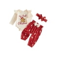 thumbnail image 1 of Loicainy Infant Baby Girl Christmas Outfit 3 6 12 18 Months Long Sleeve Embroidery Romper Pants Headband Clothes Set, 1 of 9