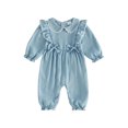 thumbnail image 1 of Loicainy Infant Baby Girl Fall Romper 3 6 12 18 Months Ruffle Long Sleeve Doll Collar Lace Trim Jumpsuit, 1 of 9