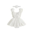 thumbnail image 1 of Loicainy Infant Baby Girl Summer Romper Dress 3 6 12 18 24 Months Cute Flower Sleeveless Tulle Jumpsuit with Headband, 1 of 9