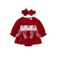 thumbnail image 1 of Loicainy Infant Baby Girls Christmas Romper 3 6 12 18 24 Months Long Sleeve Embroidery Santa Bodysuit Headband, 1 of 8