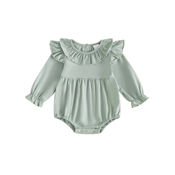 Loicainy Infant Baby Girls Fall Bodysuit 3 6 12 18 Months Long Sleeve Ruffled Round Neck Romper Clothes