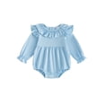 thumbnail image 1 of Loicainy Infant Baby Girls Fall Bodysuit 3 6 12 18 Months Long Sleeve Ruffled Round Neck Romper Clothes, 1 of 9