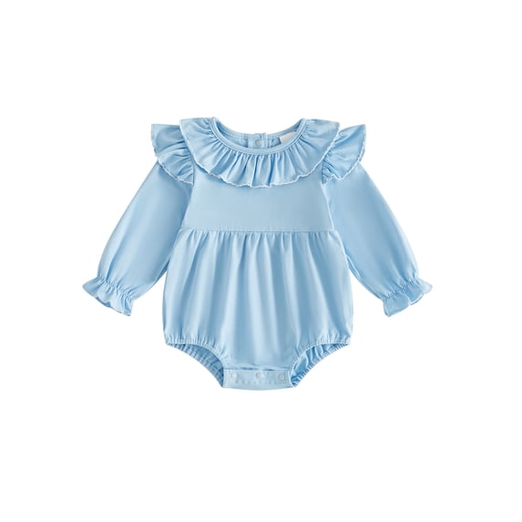 Loicainy Infant Baby Girls Fall Bodysuit 3 6 12 18 Months Long Sleeve Ruffled Round Neck Romper Clothes
