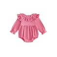 thumbnail image 1 of Loicainy Infant Baby Girls Fall Bodysuit 3 6 12 18 Months Long Sleeve Ruffled Round Neck Romper Clothes, 1 of 9