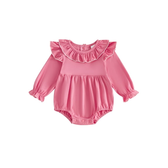 Loicainy Infant Baby Girls Fall Bodysuit 3 6 12 18 Months Long Sleeve Ruffled Round Neck Romper Clothes