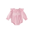 thumbnail image 1 of Loicainy Infant Baby Girls Fall Bodysuit 3 6 12 18 Months Long Sleeve Ruffled Round Neck Romper Clothes, 1 of 9