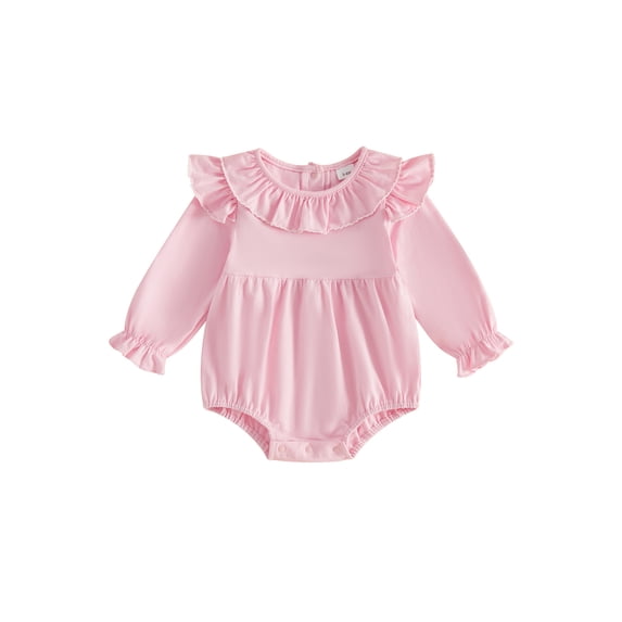 Loicainy Infant Baby Girls Fall Bodysuit 3 6 12 18 Months Long Sleeve Ruffled Round Neck Romper Clothes
