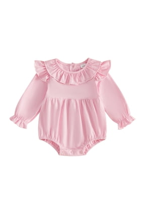 Infant Baby Girls Fall Bodysuit 3 6 12 18 Months Long Sleeve Ruffled Round Neck Romper Clothes