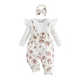 thumbnail image 1 of Loicainy Infant Baby Girls Fall Romper Outfits 3 6 9 12 Months Rose Print Long Sleeve Jumpsuit and Headband Set, 1 of 9