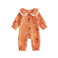 thumbnail image 1 of Loicainy Infant Baby Girls Halloween Romper 3 6 9 12 18 Months Long Sleeve Doll Collar Pumpkin Jumpsuit Outfits, 1 of 9