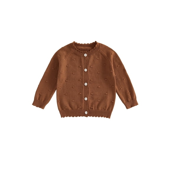 Loicainy Kids Baby Toddler Cardigan Sweater 6 9 12 24 Month 2T 3T 4T 5T 6T Solid Color Ribbed Trim Button Down Crew Neck Long Sleeve Knitted Tops