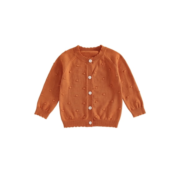 Loicainy Kids Baby Toddler Cardigan Sweater 6 9 12 24 Month 2T 3T 4T 5T 6T Solid Color Ribbed Trim Button Down Crew Neck Long Sleeve Knitted Tops