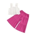 thumbnail image 1 of Loicainy Kids Toddler Girls Summer Outfit 18 24 Months 2T 3T 4T 5T 6T Solid Color Sleeveless Lace Tank Tops and Elastic Casual Wide Leg Pants Summer Clothes Set, 1 of 9
