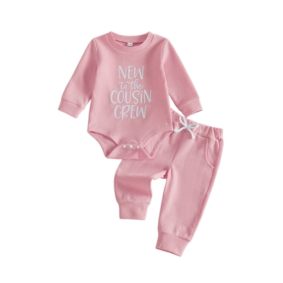 Loicainy Newborn Infant Baby Boy Fall Clothes Set 3 6 9 Months Embroidery Crew Neck Long Sleeve Romper and Pants 2Pcs Outfits
