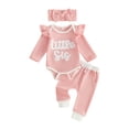 thumbnail image 1 of Loicainy Newborn Infant Girls Fall Clothes Set 3 6 9 Months Long Sleeve Letter Embroidery Romper Pants Headband Outfits, 1 of 9