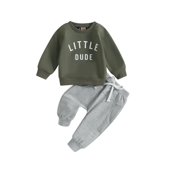 Loicainy Toddler Baby Boy Fall Outfits 6 12 18 24 Months 2T 3T Letter Print Crew Neck Long Sleeve Sweatshirts and Long Pants 2Pcs Clothes Set