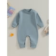 thumbnail image 1 of Loicainy Toddler Baby Boy Girl Fleece-lined Sweatshirt Romper 3 6 9 12 18 Months Solid Color Long Sleeve Jumpsuit for Newborn Cute Clothes, 1 of 9