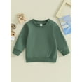 thumbnail image 1 of Loicainy Toddler Baby Boy Girl Solid Color Sweatshirts 6 12 18 24 Months 2T 3T Long Sleeve Crewneck Pullover Fall Tops, 1 of 9