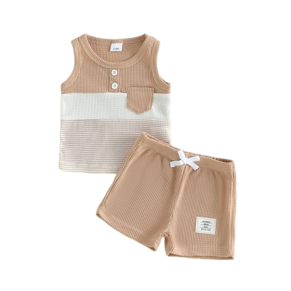 Loicainy Toddler Baby Boy Summer Vest Outfit 3 6 9 12 18 24 Months 2T 3T 4T Contrast Color Stripe Sleeveless Tank Tops and Shorts 2 Piece Clothes Set