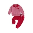 thumbnail image 1 of Loicainy Toddler Baby Boy Valentines Outfit 3 6 12 18 24 Months 2T 3T Striped Love Heart Embroidered Half Button Up Long Sleeve Tops and Pants 2 Pcs Clothes Set, 1 of 9