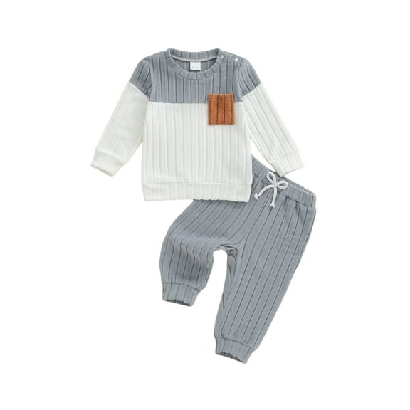 Loicainy Toddler Baby Boys Clothing Set Fashionable Plush Long Sleeve Pullover with Solid Color Pants 2 Pcs Winter Outfits