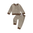 thumbnail image 1 of Loicainy Toddler Baby Boys Fall Outfit 3 6 12 18 24 Months 2T 3T 4T Casual Long Sleeve Striped Pullover with Pants 2Pcs Clothes Set, 1 of 9