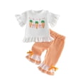 thumbnail image 1 of Loicainy Toddler Baby Girls Easter Outfit 12 18 24 Months 2T 3T 4T 5T Cute Carrot Embroidery Short Sleeve Tops with Plaid Pants 2Pcs Clothing Set, 1 of 9