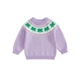 thumbnail image 1 of Loicainy Toddler Baby Irish Knit Sweater 6 9 12 18 24 Months 2T 3T 4T 5T Shamrock Embroidery Crew Neck Long Sleeve Tops, 1 of 10