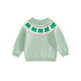 thumbnail image 1 of Loicainy Toddler Baby Irish Knit Sweater 6 9 12 18 24 Months 2T 3T 4T 5T Shamrock Embroidery Crew Neck Long Sleeve Tops, 1 of 10