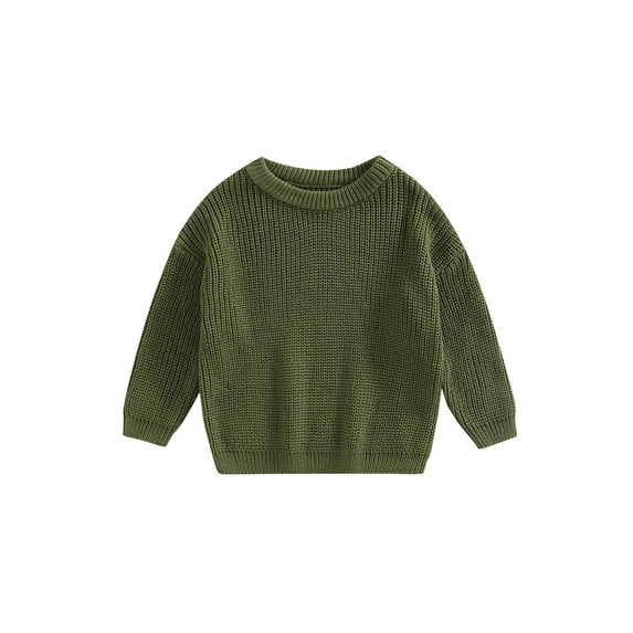 Loicainy Toddler Baby Kids Boy Girl Round Neck Sweaters, 3 6 9 12 18 24 Months 2T 3T 4T 5T Long Sleeve Solid Color Loose Knitted Pullovers Tops