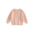 thumbnail image 1 of Loicainy Toddler Baby Kids Boy Girl Round Neck Sweaters, 3 6 9 12 18 24 Months 2T 3T 4T 5T Long Sleeve Solid Color Loose Knitted Pullovers Tops, 1 of 9