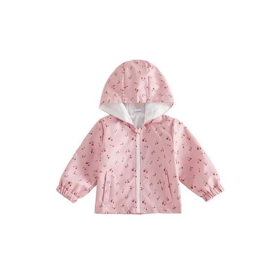 Loicainy Toddler Girls Fall Outerwear 6 12 18 24 Months 2T 3T 4T Long Sleeve Hooded Floral/Houndstooth Print Warm Zipper Jacket with Pockets Clothing
