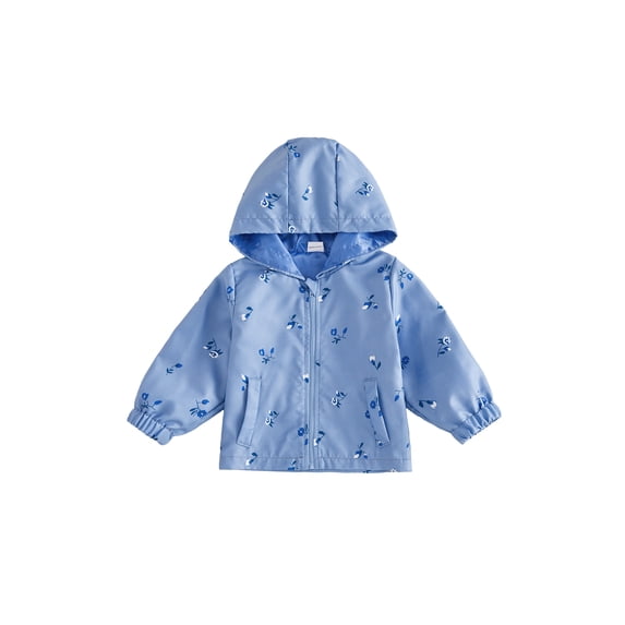 Loicainy Toddler Girls Fall Outerwear 6 12 18 24 Months 2T 3T 4T Long Sleeve Hooded Floral/Houndstooth Print Warm Zipper Jacket with Pockets Clothing