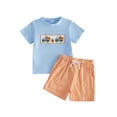 thumbnail image 1 of Loicainy Toddler Kids Boy Halloween Outfit 12 18 24 Months 2T 3T 4T 5T Short Sleeve Pumpkin Embroidery Tops and Plaid Shorts Clothes Set, 1 of 9