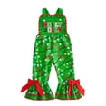 thumbnail image 1 of Loicainy Toddler Kids Girl Christmas Overalls 6 12 18 24 Months 2T 3T 4T 5T Letter Embroidery Flared Suspender Pants Jumpsuit, 1 of 9