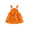 thumbnail image 1 of Loicainy Toddler Kids Girls Easter Tutu Dress 12 18 24 Months 2T 3T 4T 5T 6T Adorable Flying Sleeve Square Neck 3D Carrot Bunny Decorated Tulle Princess Dresses, 1 of 8