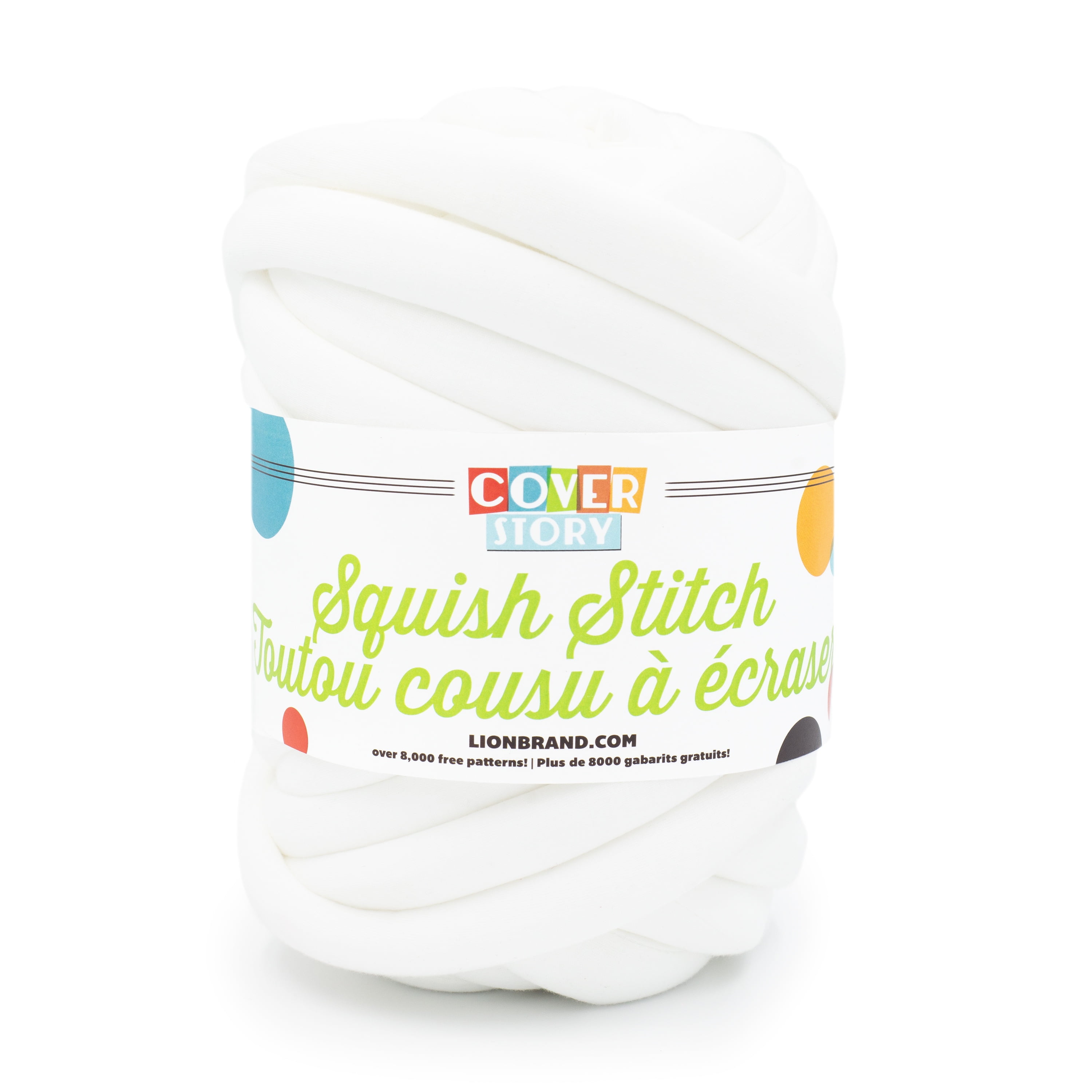 Lion Brand Yarn Cover Story Squish Stitch Cloud White Jumbo Polyester Yarn 1 Skein