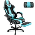 thumbnail image 1 of SOONTRANS Blue Gaming Chair, Ergonomic Gamer Game Chair with Footrest & Massage Lumbar Pillow, High Back Reclining Office Computer Chair for Adult, 1 of 8