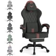thumbnail image 1 of SOONTRANS Fabric Gaming Chair with Pocket Spring Cushion, 20" Wide Game Gamer Chairs Seat, Ergonomic Computer Chair with Adjustable Headrest, Lumbar Pillow, Footrest Reclining for Adults, Black/Red, 1 of 9