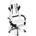 thumbnail image 1 of SOONTRANS Fabric White Gaming Chair with Footrest, Linen Ergonomic Computer Chair with Massage Lumbar Pillow, Gamer Chair with Adjustable Headrest, Comfortable Office Chair for Home, White, 1 of 10